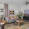 Gray couch with colors decor in living room